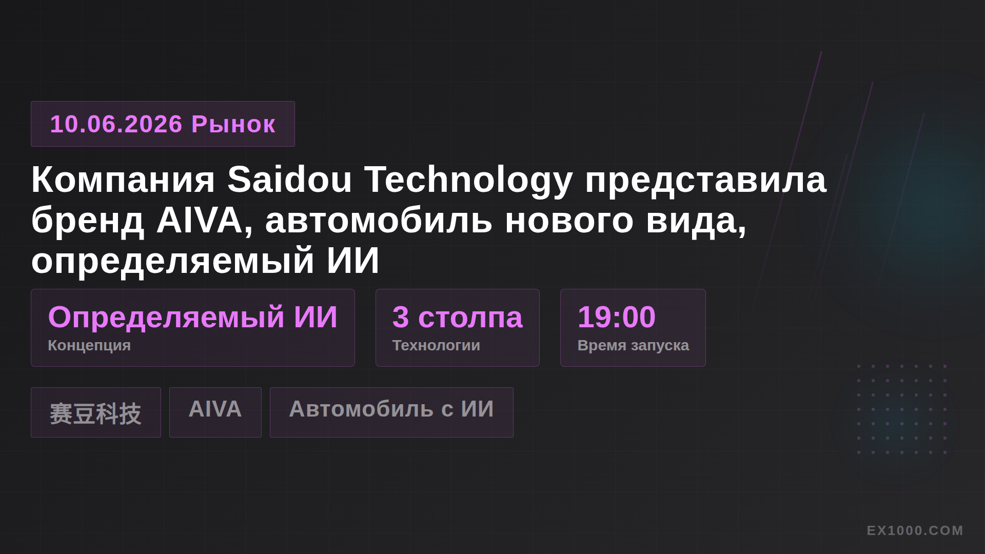 Saidou Technology представила бренд AIVA: автомобиль, управляемый ИИ
